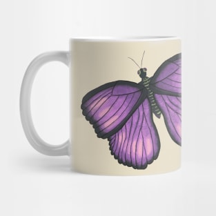 Pattern of hand drawn butterflies in purple and green Mug